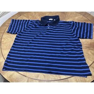 Turnbury Men’s Polo Shirt 100% Cotton Short Sleeve Blue Striped Size XXL